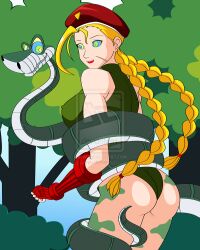  beret blonde_hair breasts cammy_white capcom coils dead_source disney erect_nipples femsub happy_trance hypnotic_eyes jimryu kaa kaa_eyes large_breasts leotard long_hair smile snake street_fighter the_jungle_book twintails 