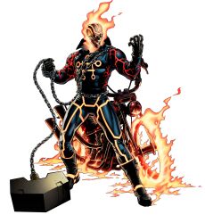alternate_costume body_markings boots chains corruption flame ghost_rider hammer jacket leather male_only malesub marvel_avengers_alliance marvel_comics motorcycle official open_mouth possession simple_background skeleton solo super_hero transparent_background veins weapon western