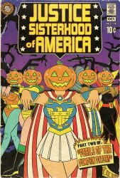 armor black_hair blonde_hair brown_hair cape columbia_(maggotmike) cover female_only femsub fish_girl halloween long_hair mach_turtle_(maggot_mike) maggotmike mermaiden_(maggot_mike) original ponytail pumpkin she-devil_(maggot_mike) super_hero text winged_woman_(maggot_mike) wings zombie_walk