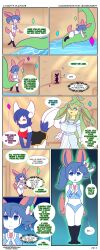 absurdres bikini breasts comic crystal expressionless femsub furry happy_trance hypnotic_light leafeon meowstic nintendo pokemon spiral_eyes standing standing_at_attention starlightnexus-chan sylveon symbol_in_eyes tagme text