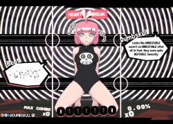    ahoge arms_behind_back bare_legs barefoot beat_(unbeatable) clothed collarbone defeated drool dumbskull emblem enemy_conversion expressionless eyebrows_visible_through_hair feet female_only femsub gameplay_mechanics heart hypnotic_music kneeling legs leotard looking_at_viewer music open_mouth pink_hair ring_background short_hair skull solo spiralwash_eyes symbol_in_eyes text tiptoes unbeatable 