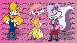 babs_bunny bimbofication breasts bunny_girl dragonboy618_(manipper) dress female_only femsub fifi_la_fume furry happy_trance large_breasts lipstick makeup multiple_girls shirley_the_loon skunk_girl spiral_eyes symbol_in_eyes text tiny_toon_adventures toon1990 western