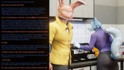 3d assertive_sub aware bunny_boy caption dialogue evan_(thalarynth) femsub furry office office_lady original text thalarynth_(manipper) wendy_(thalarynth) wolf_girl