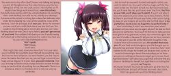  breasts caption caption_only crk_(manipper) doskoinpo female_only femdom huge_breasts looking_at_viewer male_pov manip mass_hypnosis masturbation_command open_mouth pov pov_sub ruined_life school_uniform smile student teacher text 