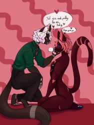  cat_boy catalepsy dialogue expressionless furry kneeling male_only maledom malesub original satyrical 