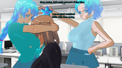 3d 3d_custom_girl alien armpit_hair blue_hair brown_hair glasses humor julienx manip text theheckle_(manipper)