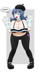  absurdres breasts clown female_only femsub gloves happy_trance hat high_heels huge_breasts kobi94 lipstick makeup midriff mime nintendo pokemon pokemon_heartgold_and_soulsilver sabrina smile solo spiral_eyes symbol_in_eyes tank_top 