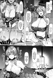  abs absurdres age_difference altered_common_sense alternate_costume bare_shoulders breasts censored chin collarbone cosplay dialogue drool empty_eyes erection greyscale happy_trance hard_translated long_hair no_bra nursing_handjob penis sanae_kochiya short_hair short_skirt skirt speech_bubble spiral_eyes sweat symbol_in_eyes text thought_bubble touhou translated tube_top unaware 