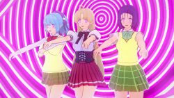 asia_argento blonde_hair blue_hair female_only femsub haruna_sairenji high_school_dxd koikatsu! kurumu_kurono purple_hair rosario+vampire spiral_eyes surrisaki symbol_in_eyes tagme to_love_ru zombie_walk