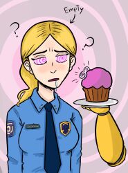  blonde_hair chica clothed confused cupcake drool english_text femsub five_nights_at_freddy's five_nights_at_freddy's_movie imaginalchimp mr._cupcake open_mouth pink_eyes spiral spiral_background spiral_eyes symbol_in_eyes text vanessa_(five_nights_at_freddy's) 