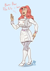female_only femsub happy_trance holly_the_dolly_(hollydolly) hypnotic_accessory mr_scade original red_hair robot robot_girl robotization spiral_eyes tagme text