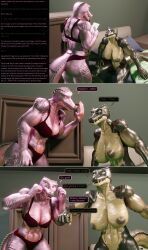  3d aware bed bedroom brain_drain breasts caption comic crocodile_girl dialogue finger_snap furry harem heather_(thalarynth) humor manip multiple_subs muscle_girl original scalie speech_bubble story text thalarynth_(manipper) trigger unusual_pupils 