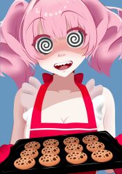  animated animated_gif cookies dazed disguised_hypnotist drool femsub melody_(disguised_hypnotist) naked_apron original pink_hair smile spiral_eyes symbol_in_eyes tagme tray 