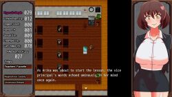 animated bare_breasts black_hair brown_hair empty_eyes femsub hypnosis_academy:_the_hypnosis_trap_and_the_married_teacher jacket maledom multiple_boys short_hair skirt sound teacher topless undressing video video_game yellow_eyes