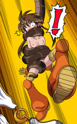  absurdres bare_breasts bare_shoulders blush bondage boots breasts brown_hair coils crossover disney elf elf_ears gag hanging_down kaa long_hair nipples nowa_(queens_blade) nude queens_blade renaissanceofchaos restrained small_breasts snake surprised the_jungle_book twintails 