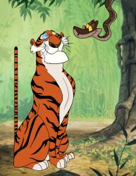  animals_only animated animated_eyes_only animated_gif disney edtertainer happy_trance kaa kaa_eyes male_only maledom malesub non-human_feet paws shere_khan sitting smile snake stiff_tail the_jungle_book tiger tiger_boy 