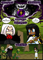 caption comic crystal_ball dark_skin female_only fortune_teller long_hair nun skeleton text white_hair witch xierra099