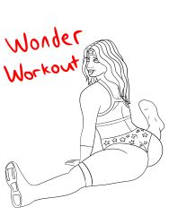 absurdres ahegao black_hair boots corruption dc_comics female_only femsub greyscale gym_uniform happy_trance justice_league_unlimited monochrome open_clothes open_mouth posing saltygauntlet short_shorts shorts super_hero text thick_thighs thigh_boots thighs tongue tongue_out wonder_woman