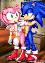 amy_rose animal_ears bbmbbf bed bedroom blue_hair blush boots breasts cum cum_in_pussy dazed erection femsub from_behind furry green_eyes hand_on_another&#039;s_cheek headband hedgehog_boy hedgehog_girl maledom open_mouth palcomix penis pink_hair sex shoes smile sonic_the_hedgehog sonic_the_hedgehog_(series) spiral_eyes symbol_in_eyes tail vaginal