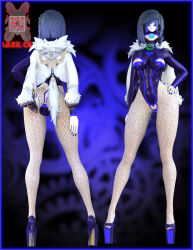  bodysuit butt_plug femsub genshin_impact high_heels ibex-cg leggings lipstick nail_polish nipple_cutout short_hair tagme tech_control yelan_(genshin_impact) 