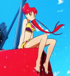  animated animated_gif anonymous828_(manipper) bikini empty_eyes femsub gurren_lagann manip red_hair ship sitting yellow_eyes yoko_littner 