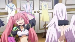  animated ass blue_eyes clothed collarbone dialogue empty_eyes english_text expressionless femsub glowing hypnotic_accessory hypnotic_magic japanese_audio long_hair magic milim_nava nail_polish necklace official pink_hair smile sound subtitled tagme text that_time_i_got_reincarnated_as_a_slime thighhighs twintails video voice_acted white_hair wings yellow_eyes 