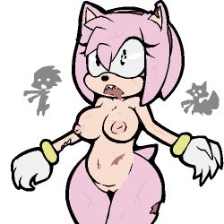 amy_rose bottomless breasts chd dazed drool empty_eyes fangs femsub furry hedgehog_girl large_breasts nude open_mouth pink_hair pussy short_hair sonic_the_hedgehog_(series) topless zombie zombie_walk