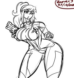 animated animated_gif ass ass_expansion bodysuit breasts femsub happy_trance huge_ass huge_breasts metroid_(series) monochrome nintendo ponytail ridley ring_eyes samus_aran smile spiral_eyes symbol_in_eyes tail tail_growth transformation unfocused_eyes zarvex3 zero_suit