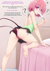  absurdres dazed female_only femsub food looking_at_viewer momo_velia_deviluke open_mouth panties pink_hair popsicle pussy_juice sexually_suggestive short_hair simulated_fellatio solo tail text to_love_ru to_love_ru_darkness tongue underwear vahn_yourdoom 