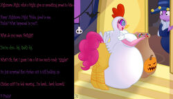 absurdres animals_only candy caption costume femsub kraudian_(manipper) my_little_pony open_mouth pinkie_pie putinforgod runic_script(manipper) spike text twilight_sparkle