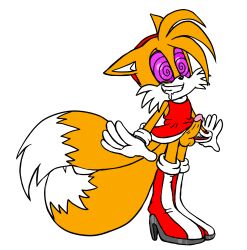 bottomless crossdressing drool erection feminization furry happy_trance high_heels loverk90 male_only malesub miles_tails_prower open_mouth penis sissy smile solo sonic_the_hedgehog_(series) spiral_eyes symbol_in_eyes