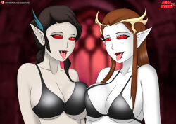 aurastudio bra breast_press corruption critical_role fangs keyleth pale_skin red_eyes tongue tongue_out vampire vex&#039;ahlia_de_rolo