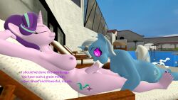 3d absurdres all_the_way_through bottomless breasts cum cum_in_ass cum_in_mouth femsub furry futa_with_female futadom futanari glowing glowing_eyes horns horse_girl kombatchampion large_breasts my_little_pony nude penis sex starlight_glimmer symbol_in_eyes text the_great_and_powerful_trixie topless western