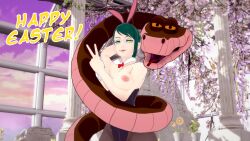 3d breasts bunny_ears bunny_girl coils disney exposed_chest femsub glasses hypnotic_eyes jujutsu_kaisen kaa kaa_eyes koikatsu! maki_zenin maledom snake text thatguysly the_jungle_book 