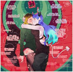  breast_press character_request christmas glowing_eyes horns kaela_(pupsoph) kissing large_breasts mistletoe original pupsoph tail wings yuri 