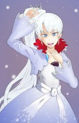 absurdres eshie femdom looking_at_viewer open_mouth pendulum ponytail pov pov_sub rwby sketch traditional very_long_hair weiss_schnee white_hair