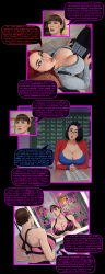  absurdres ai_art black_hair border bra breasts brown_hair cleavage comic crossed_eyes dazed empty_eyes english_text environmental_text femsub gay_to_straight hair_band huge_breasts hypnotic_voice large_breasts maledom manip mantra milf mirror mother_and_daughter multiple_girls multiple_subs original red_hair sexuality_change speech_bubble sports_bra tagme teacher text thought_bubble tiechonortheal_(manipper) unaware 