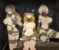 breasts corruption d.d._assailant femsub fire_princess hat looking_at_viewer looking_back mask red_eyes topless tunberuku warrior_lady_of_the_wasteland yu-gi-oh!