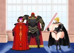 absurdres ass blonde_hair bluebullpen breasts brown_hair cleavage crimson_(stepfordcrimson) earrings electricity empty_eyes femsub hand_on_head henry_d._damien_(shadowprince50) huge_ass huge_breasts hyper_breasts large_ass large_breasts maledom milf multiple_girls original padme_amidala star_wars