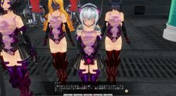  3d empty_eyes femsub happy_trance inikanata multiple_girls standing standing_at_attention tech_control text translated 