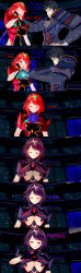  3d absurdres alternate_costume black_hair blush breast_expansion breasts choking clothed crystal dialogue english_text femsub fingerless_gloves gloves hair_color_change kaminari large_breasts maledom malos_(xenoblade) nintendo possession purple_hair pyra_(xenoblade) red_eyes red_hair short_hair slit_pupils smile tears text underboob xenoblade_chronicles xenoblade_chronicles_2 yellow_eyes 