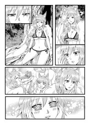 awakening bikini blush breasts caster_(fate/extra) comic disney fate/extra fate/grand_order fate_(series) fox_ears fox_girl fox_tail happy_trance heart_eyes jungle kaa kaa_eyes kissing long_hair monochrome nilanandita nude penis smile snake tamamo_no_mae the_jungle_book tongue_out