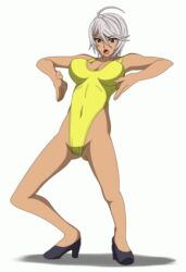  animated animated_gif breasts female_only femsub haigure large_breasts leotard open_mouth short_hair spread_legs 