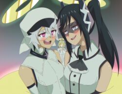  black_hair blonde_hair charm_(spell) eve_ilhan female_only femdom femsub gojulas halo happy_trance heart_eyes inori_hallelujah lady_black piltz_dunant shy_(series) shy_(shy) spit_trail sub_on_sub symbol_in_eyes tagme teru_momijiyama white_hair yuri 