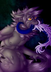  bottomless bulge claws corruption force_feeding furry inflation male_only malesub nude original possession stomach_bulge tail tentacle_in_mouth tentacles topless wolf_boy xemenes zarrock 