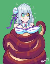  coils disney emilia_(re:zero) femsub hair_ornament happy_trance kaa kaa_eyes psyfly re:zero_starting_life_in_another_world smile snake straight-cut_bangs symbol_in_eyes the_jungle_book 