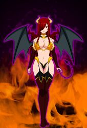absurdres cleavage corruption demon demon_girl erza_scarlet fairy_tail female_only femsub horns jimryu monster_girl red_eyes red_hair wings