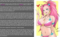  ahegao altered_common_sense alternate_costume aori_sora assertive_sub aware bikini bra breasts caption caption_only female_only femsub heart league_of_legends manip necklace panties pink_hair pov pov_dom seraphine simple_background text thescunge_(writer) 