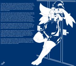  blue_background breasts caption drugs english_text femsub furry large_breasts latex monochrome nintendo pokemon pokemon_(creature) shaymin signature simple_background stormdragonblue team_rocket text unaware weight_gain 
