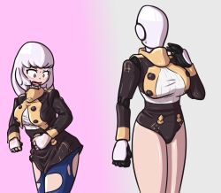  breasts corruption drone dronification expressionless female_only femsub fire_emblem fire_emblem_three_houses haydee haydee_(game) helmet huge_breasts large_breasts leotard lysithea_von_ordelia nintendo pink_eyes robotization tech_control transformation white_hair 